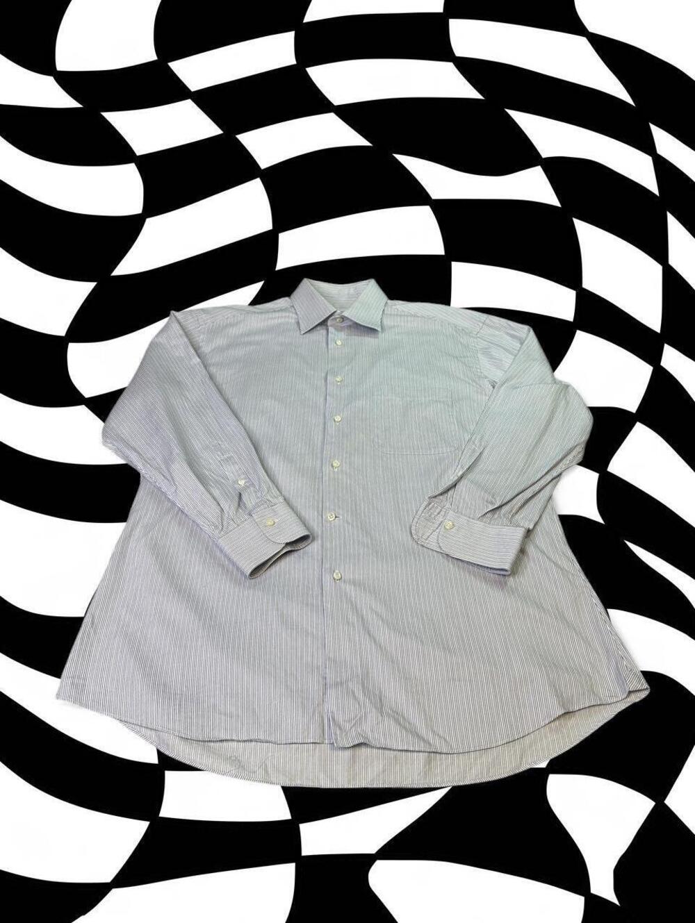 Ermenegildo Zegna white & blue striped button-up shirt